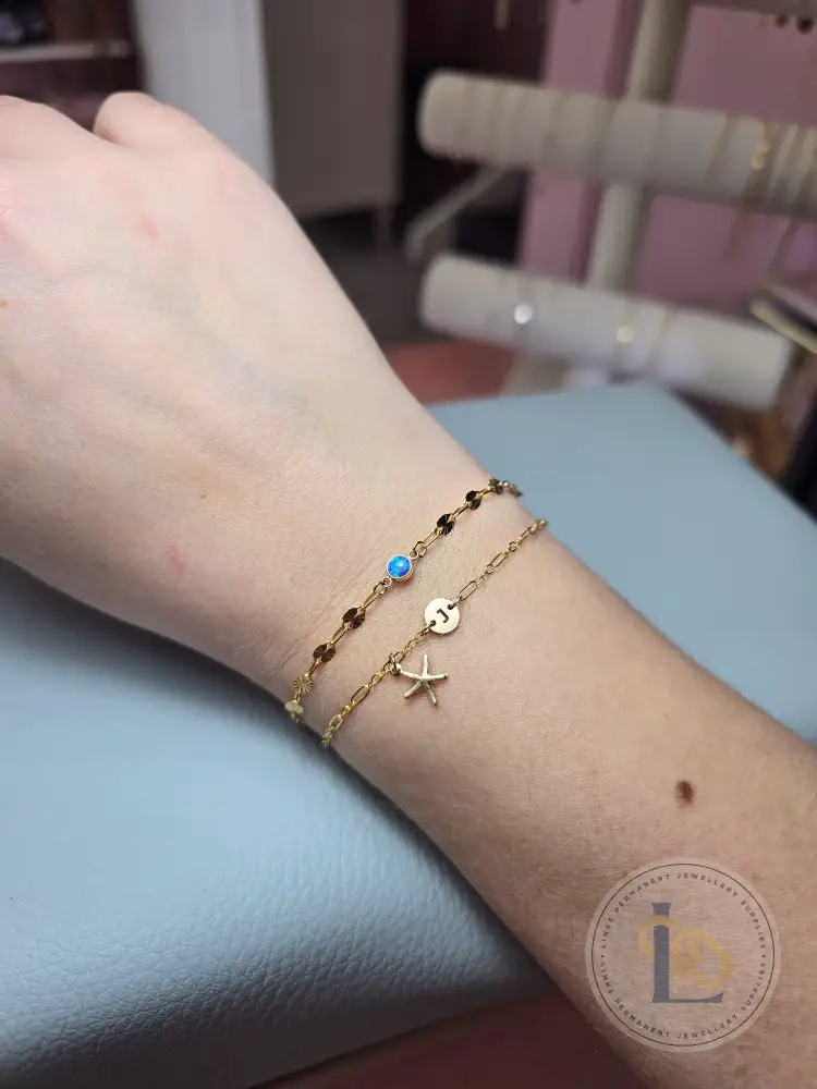 4mm Blue Opal Connector Charm - Image 3