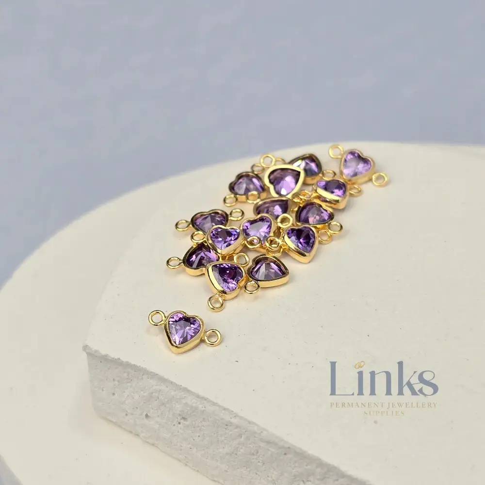4mm Heart Birthstone Connector Charm - Image 19