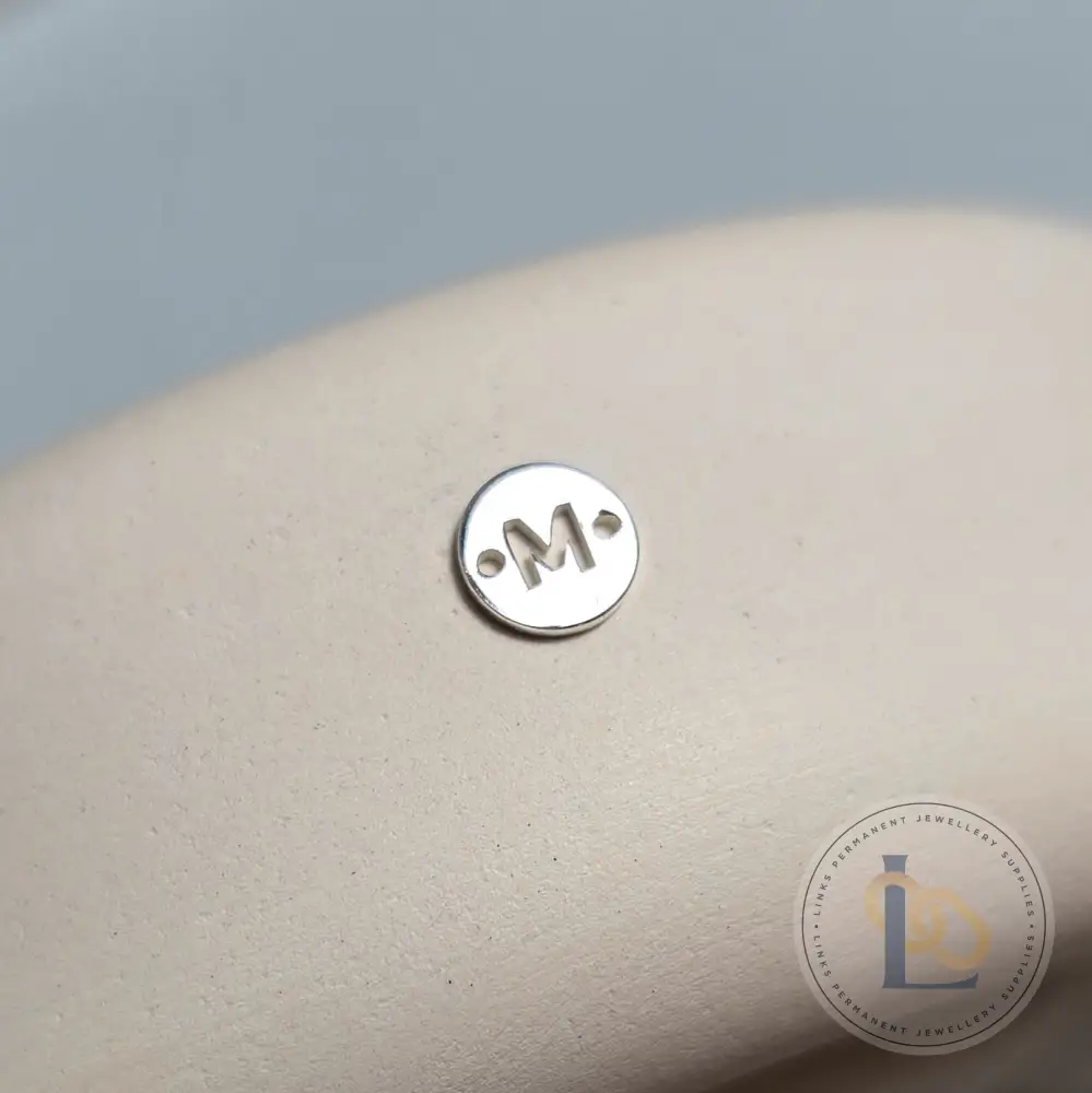 Sterling Silver Round Initial Connector Charm - Image 16
