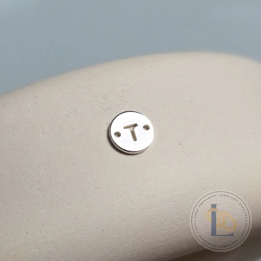 Sterling Silver Round Initial Connector Charm - Image 23